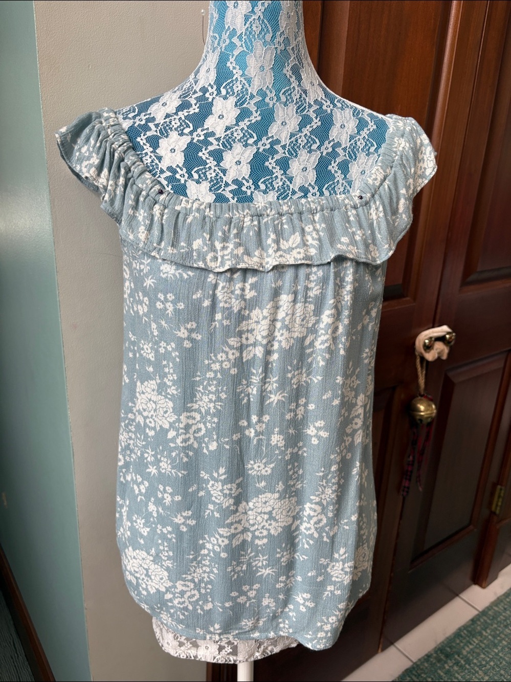 Denim & Supply Ralph Lauren Top Light Blue /white floral print viscose size M